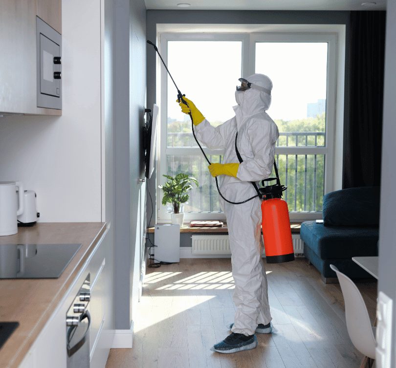 Specialty cleaning in protective suit