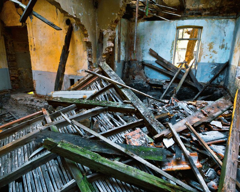 Storm damaged structure