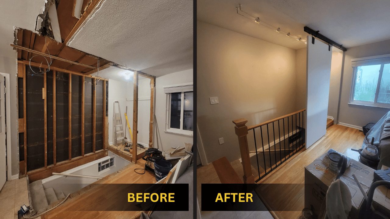 Interior renovation before and after
