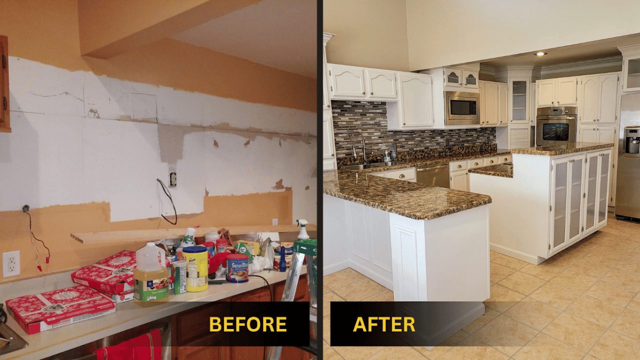 Kitchen restoration before and after