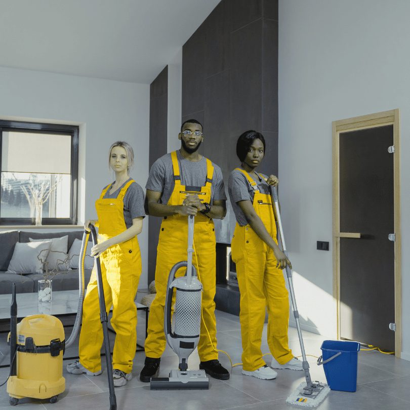 Commercial cleaning team